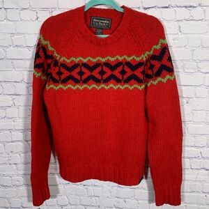 Abercrombie & Fitch Mens VTG Fair Isle Crew Neck Sweater Fisherman Sz M Chunky